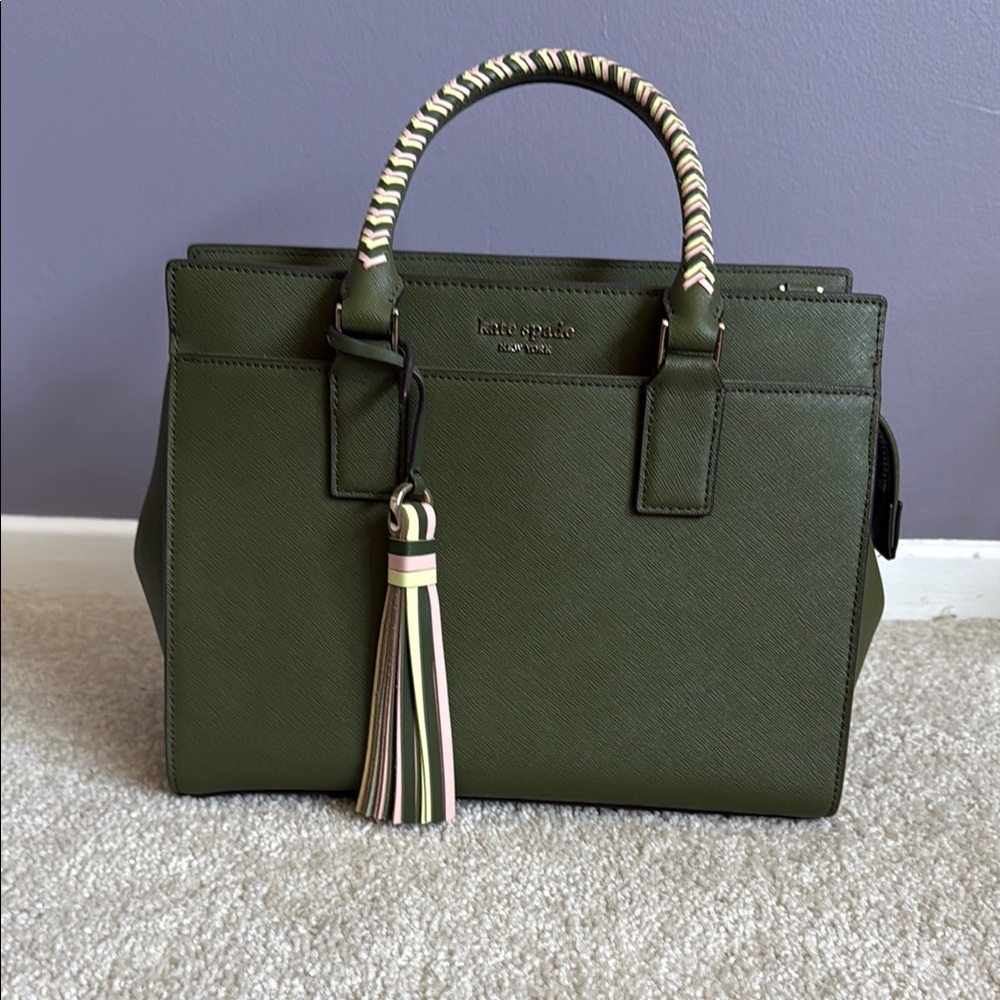 Kate Spade Green Satchel with Tassel Detail